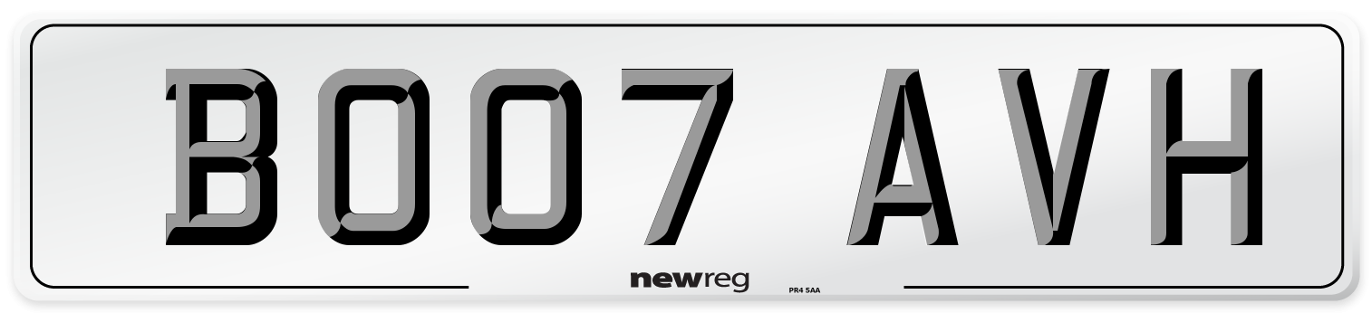 BO07 AVH Number Plate from New Reg